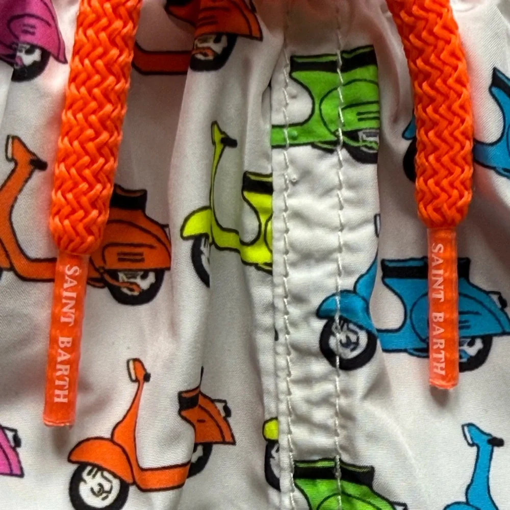 MC2 Saint Barth Boys Lightweight Fabric Swim Shorts Jean Lighting w/ Vespa Print - Picture 3 of 15